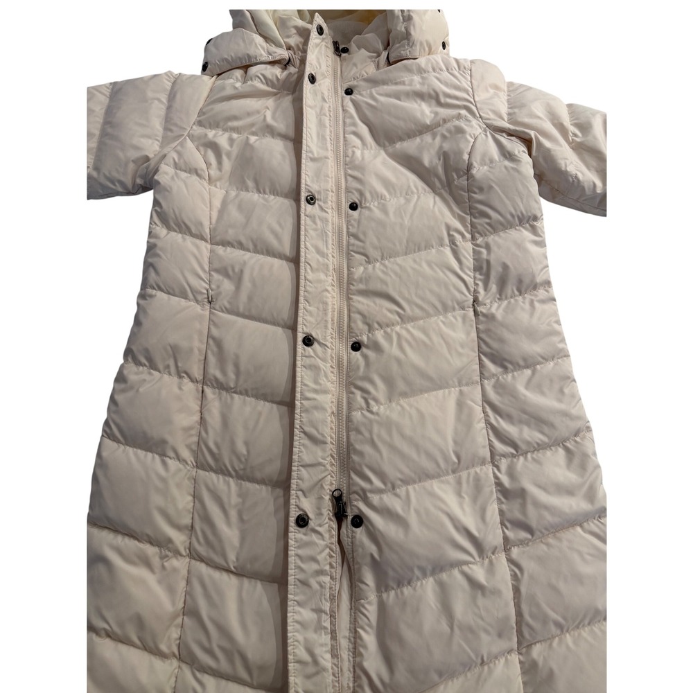 Eddie Bauer Women Cream Down Puffer Parka Quilted Hooded Long Winter Coat L